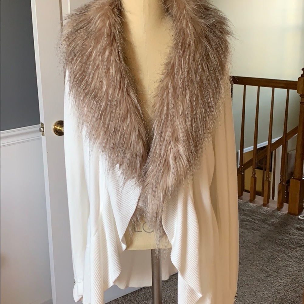 WHBM XL Faux Fur cardigan